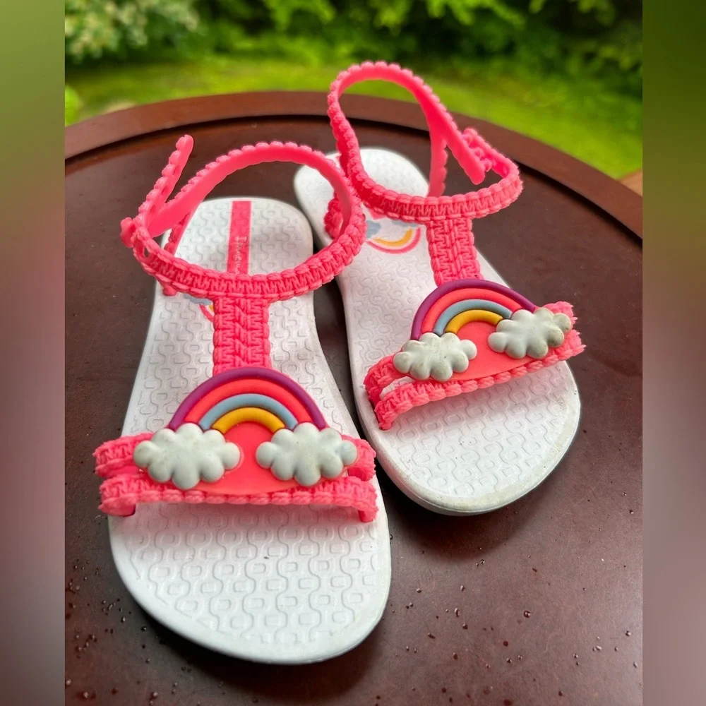 Rainbow Rubber Sandals | Toddler Girl Size 8 | Waterproof Shoes 🌈